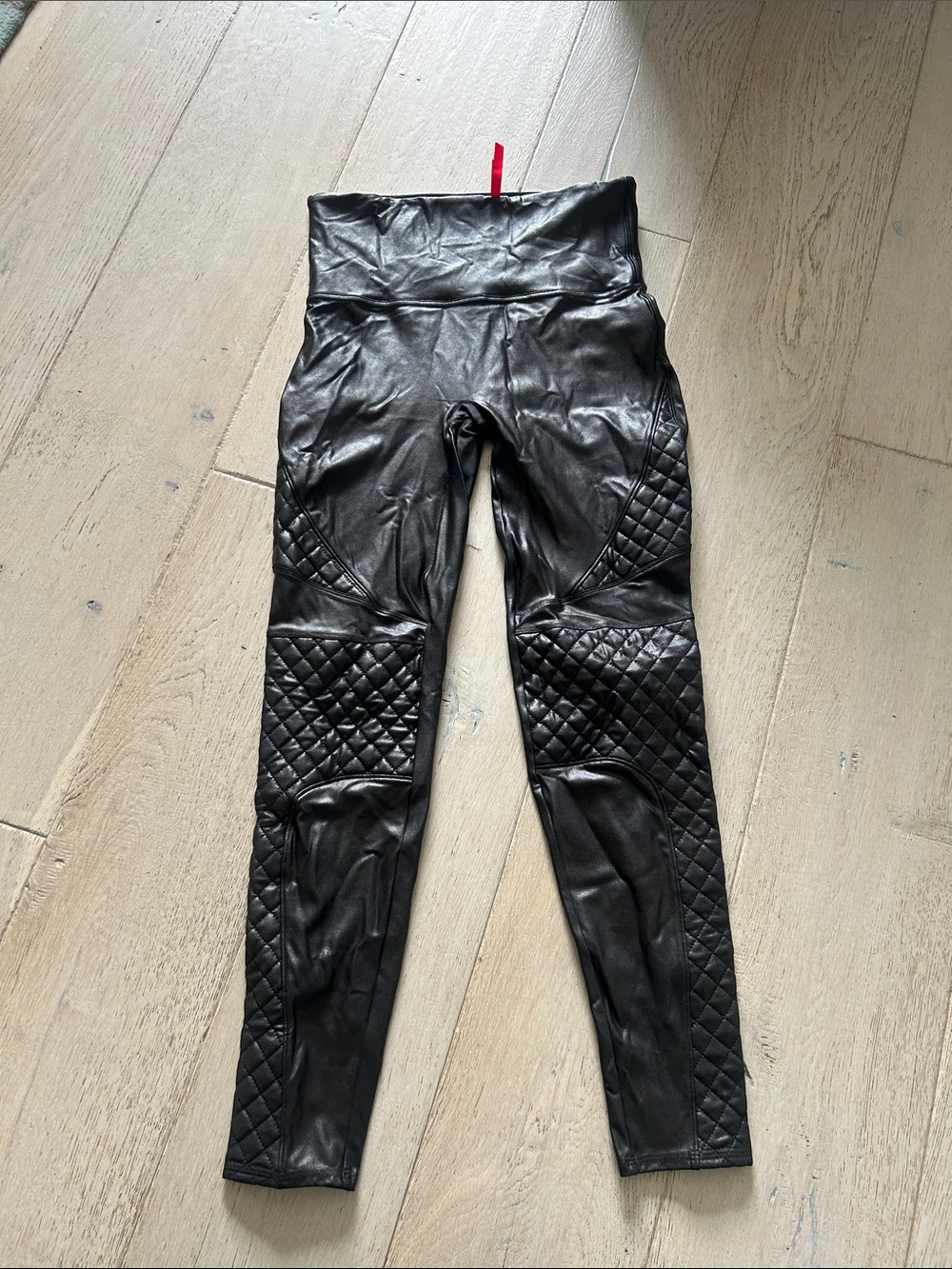 SPANX Black Leggings with Red Brand Tag